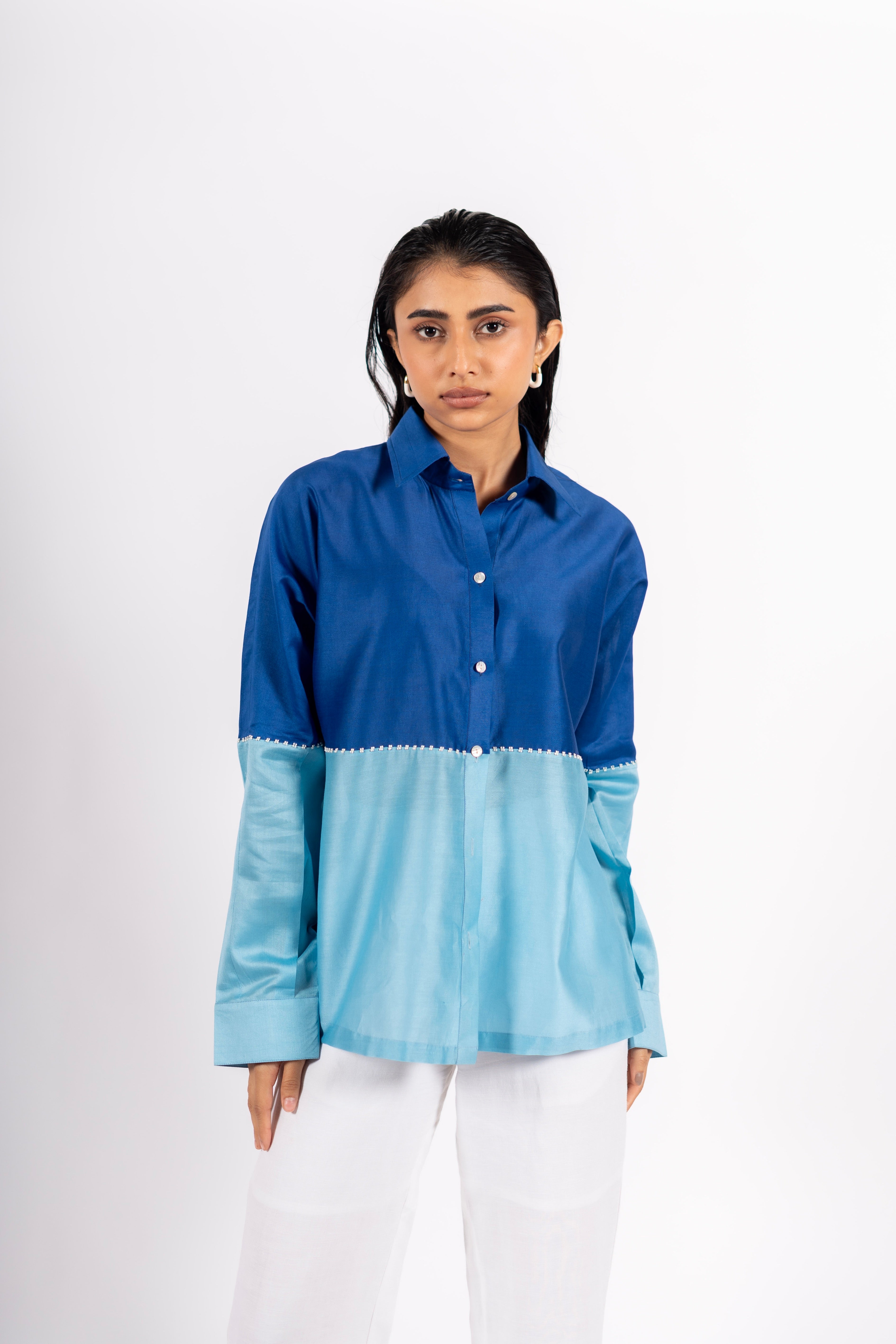 Beanie Shirt Two-Tone Blue