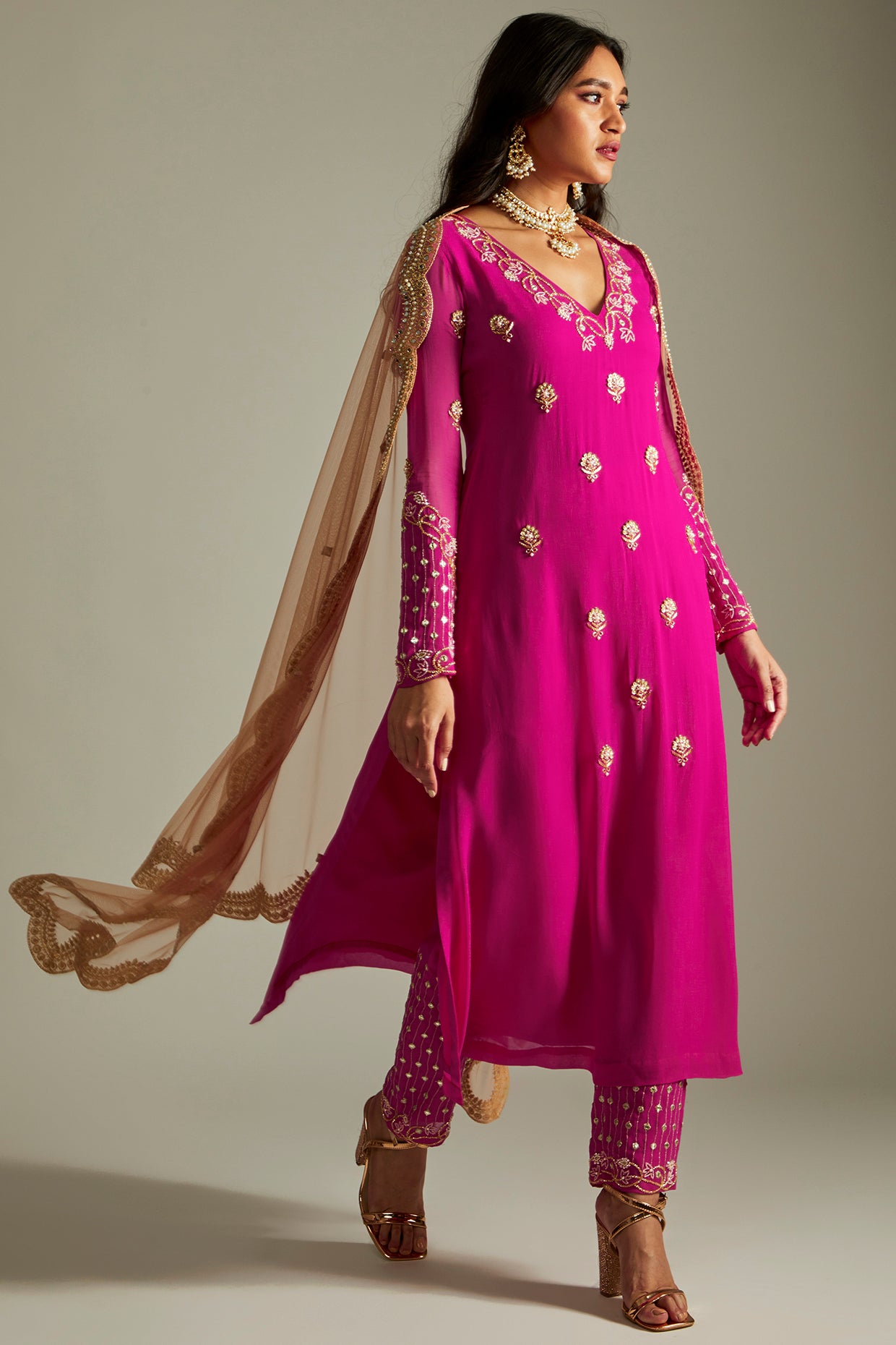 Magenta Kurta Pants Set