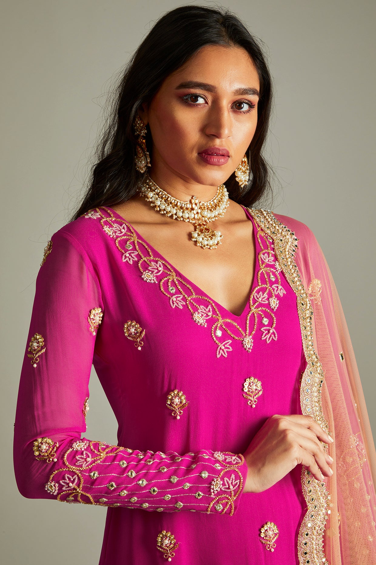 Magenta Kurta Pants Set