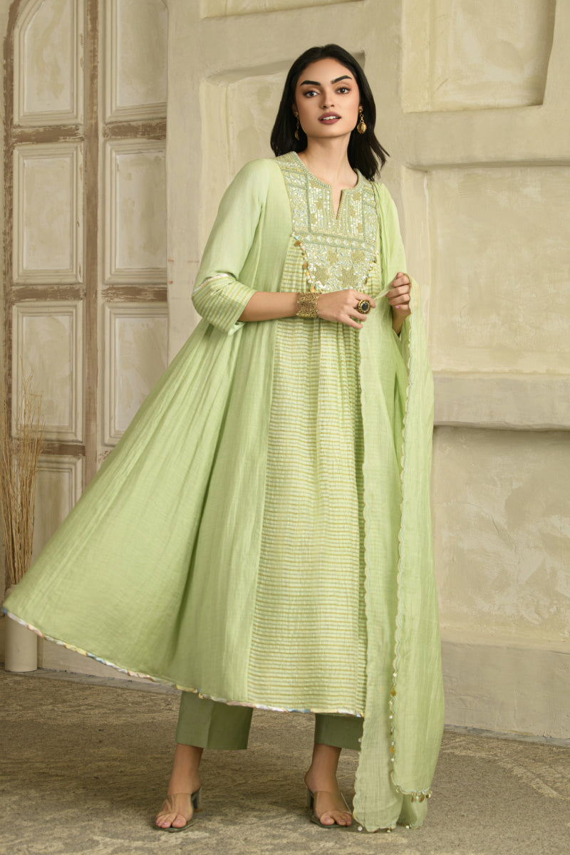 Aarzoo Anarkali Set - Pista Green