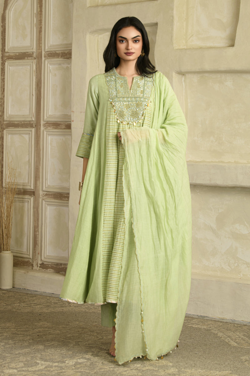 Aarzoo Anarkali Set - Pista Green