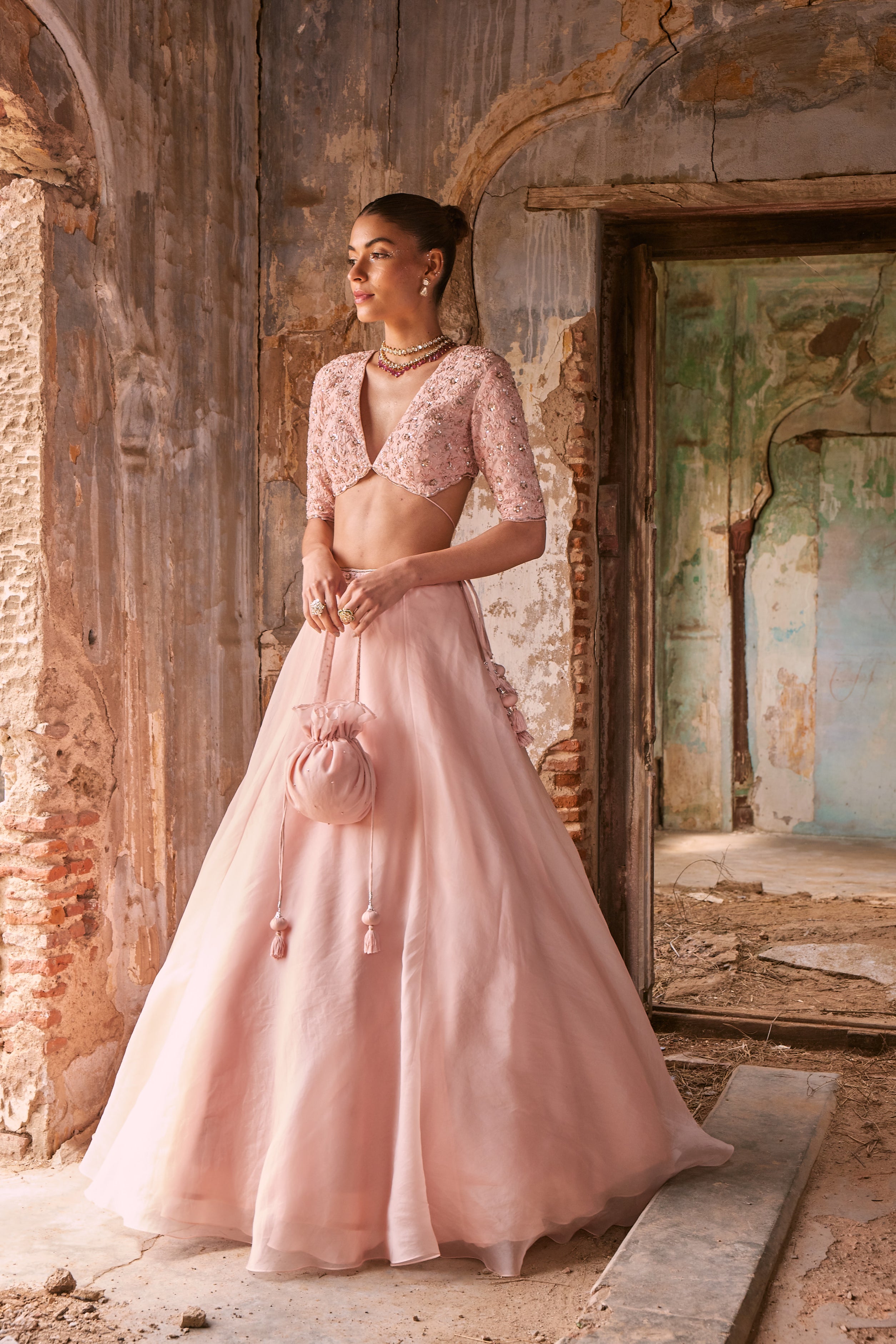 Organza lehenga