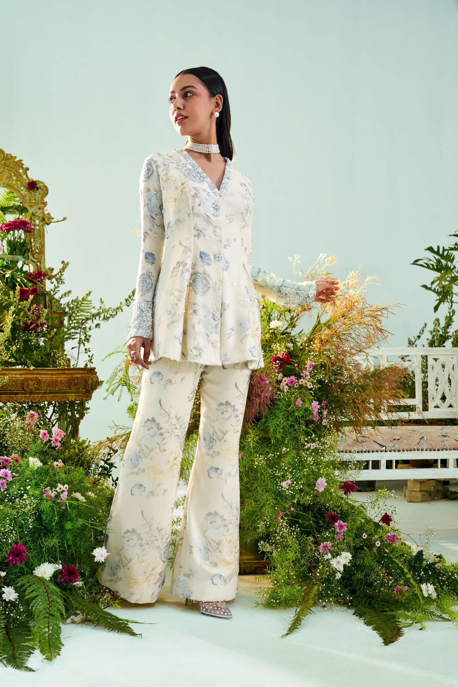 Eliana Peplum Top Paired with Flared Pants