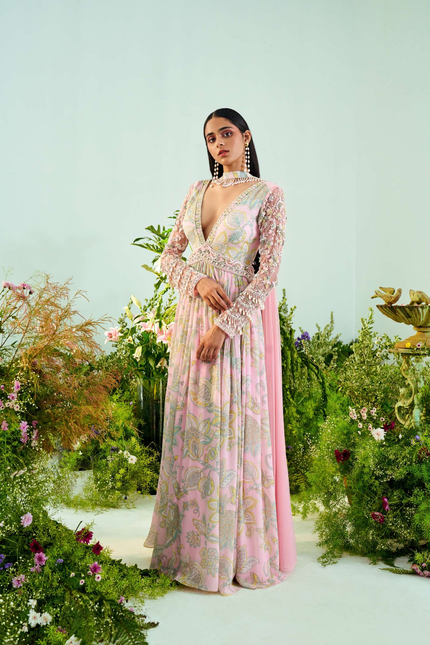 Amara Pink Anarkali Set- front view