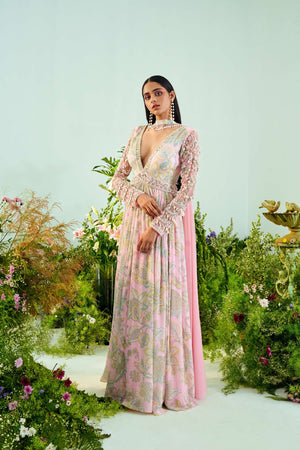 Amara Pink Anarkali Set- front view