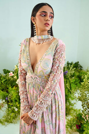 Amara Pink Anarkali Set- front view