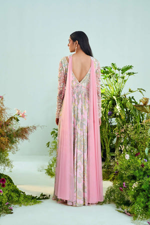 Amara Pink Anarkali Set- back view