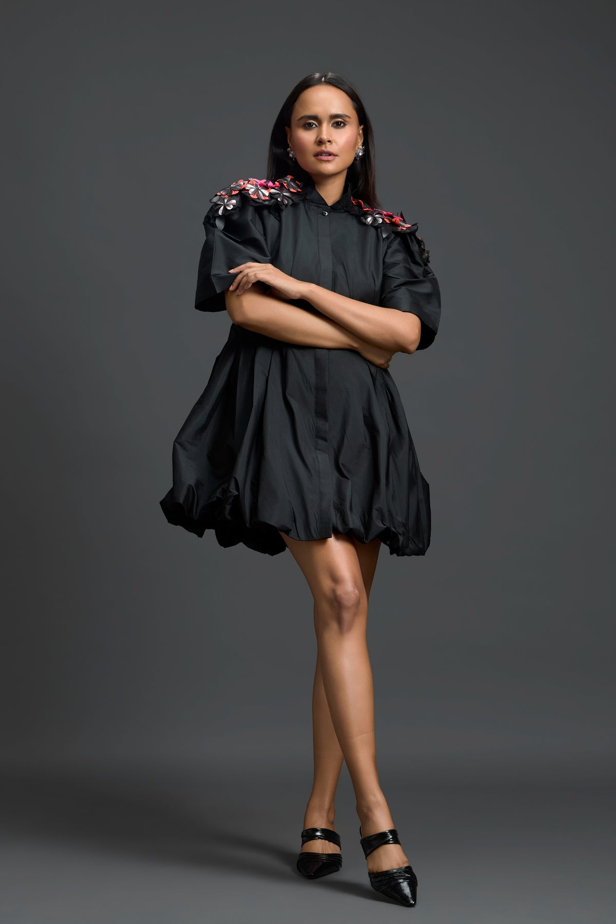 Black Taffeta Bubble Dress