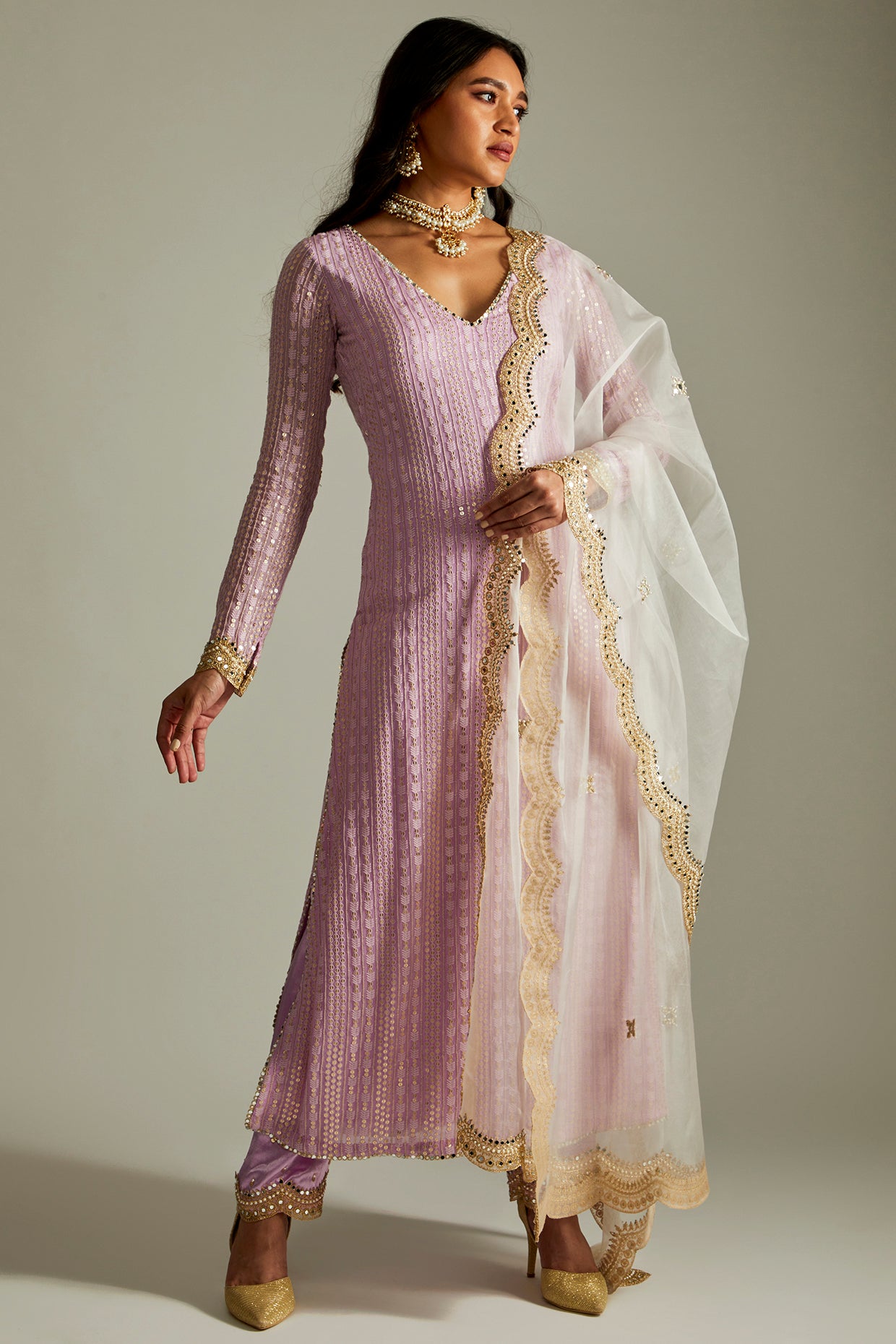 Lilac Kurta Pants Set