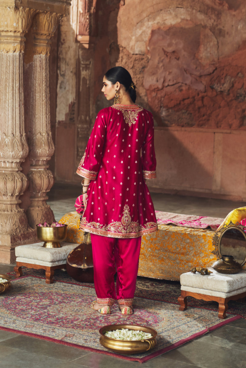 MEHWISH - HOTPINK SHORT KURTA WITH SALWAR AND DUPATTA