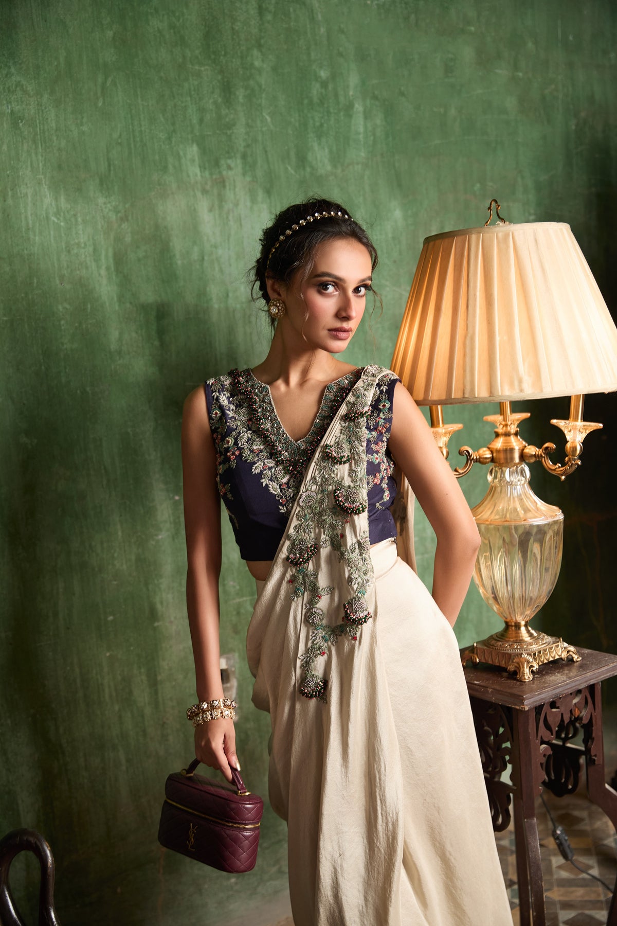 Blouse With Drape Dupatta And Skirt