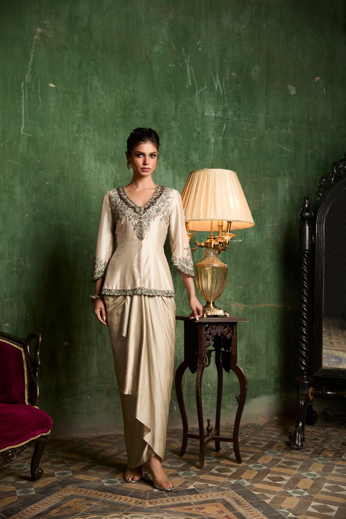 Peplum With Drape Skirt