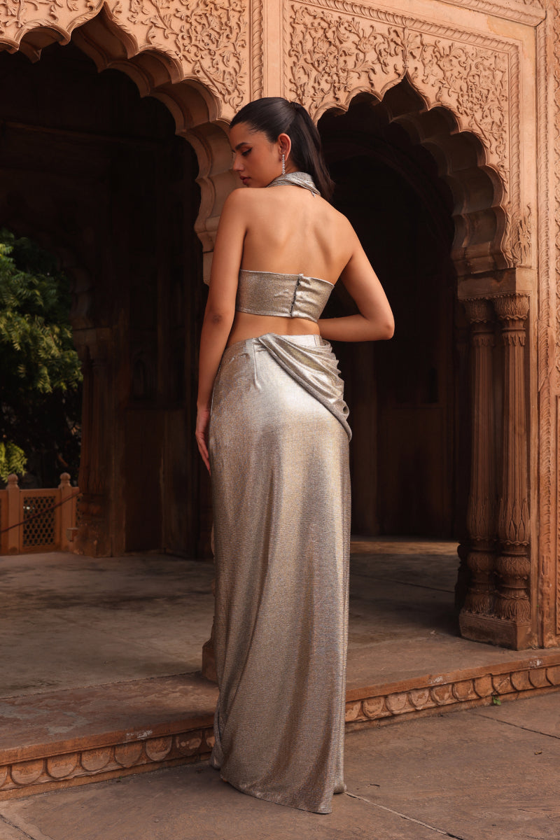 Silver moon drape saree