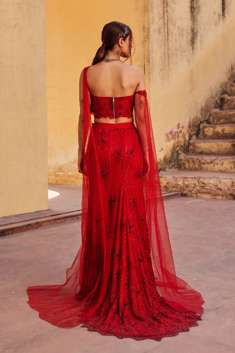 Red Mary Fish Cut Outfit