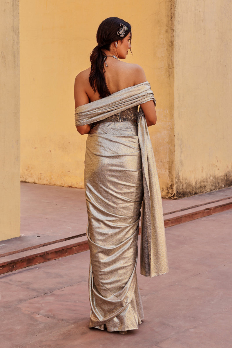 Alice chantelle draped metallic saree