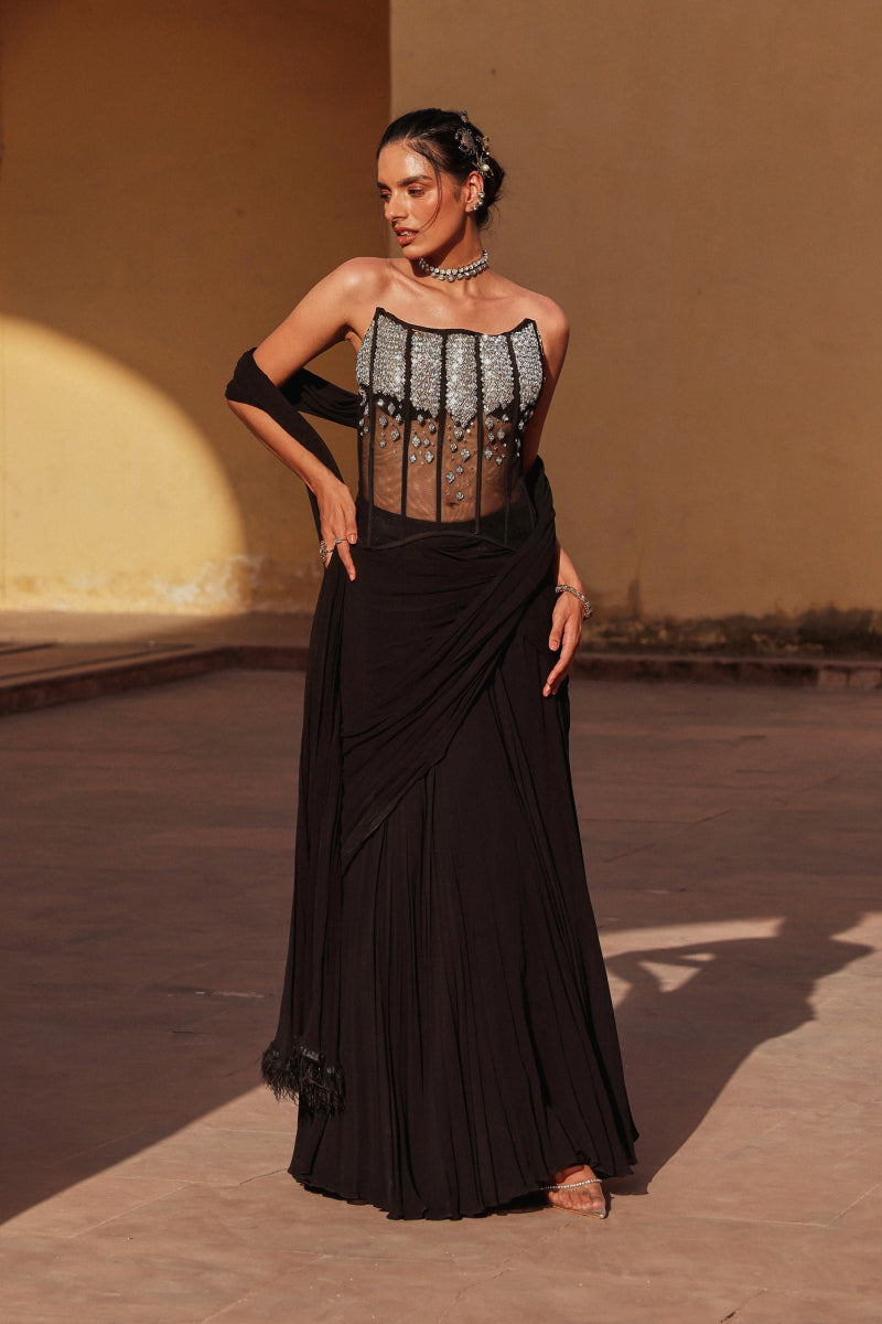 Black eyed susan corset lehenga set