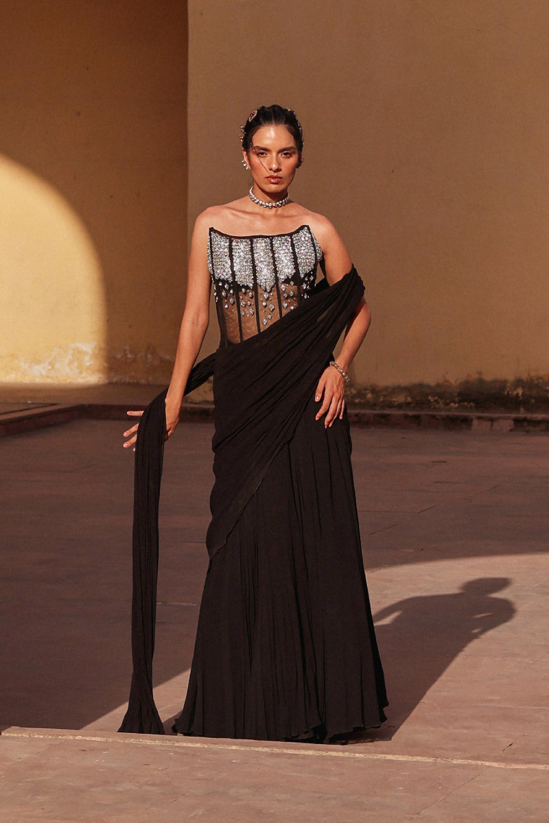 Black eyed susan corset lehenga set