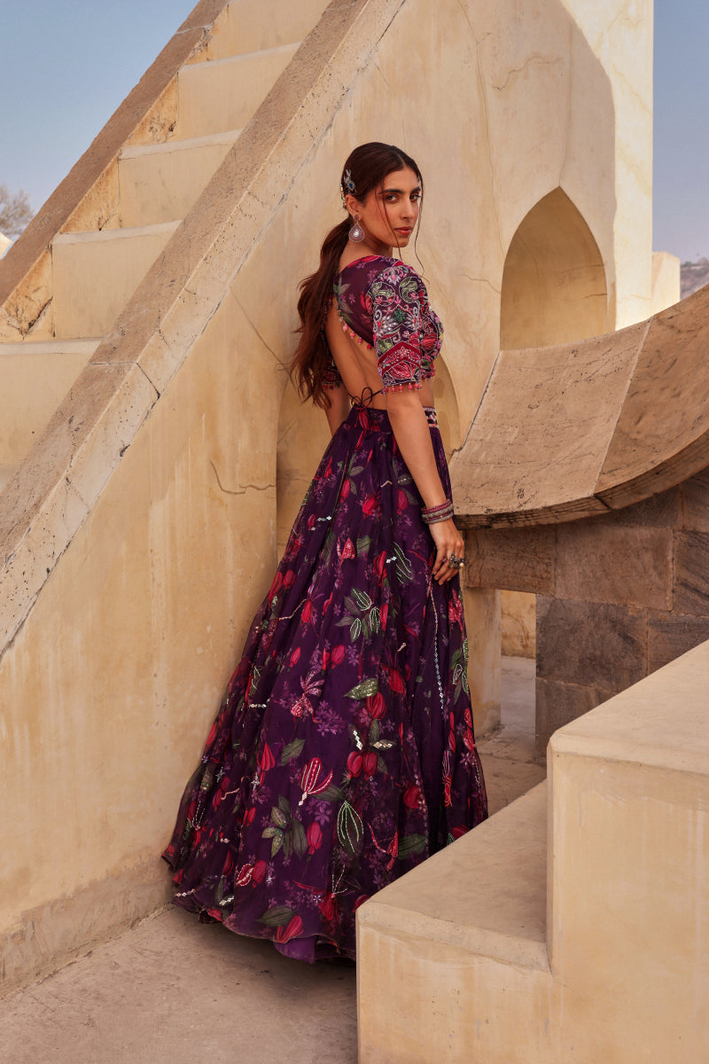 Wine Azalea Lehenga set