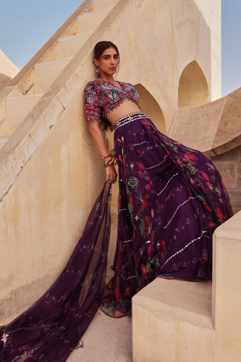 Wine Azalea Lehenga set