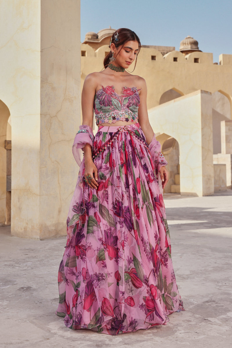 Lavender azalea Lehnga set