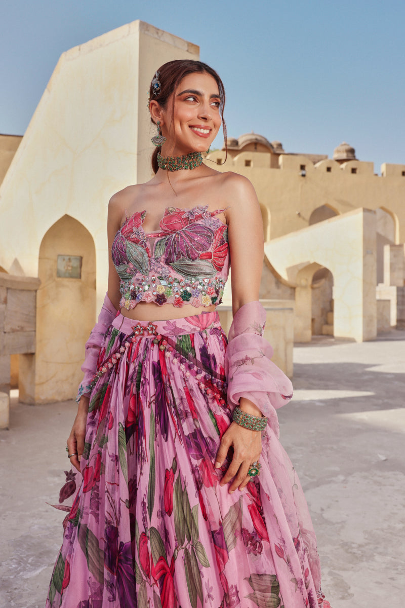 Lavender azalea Lehnga set
