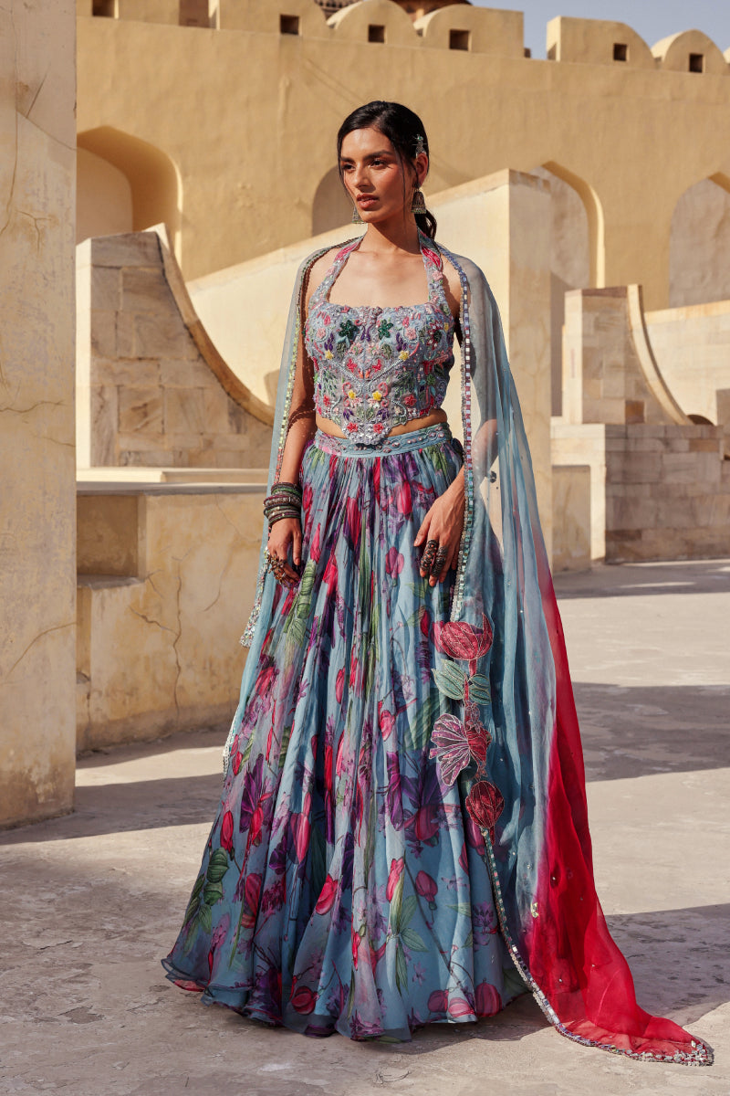 Blue azalea Lehnga