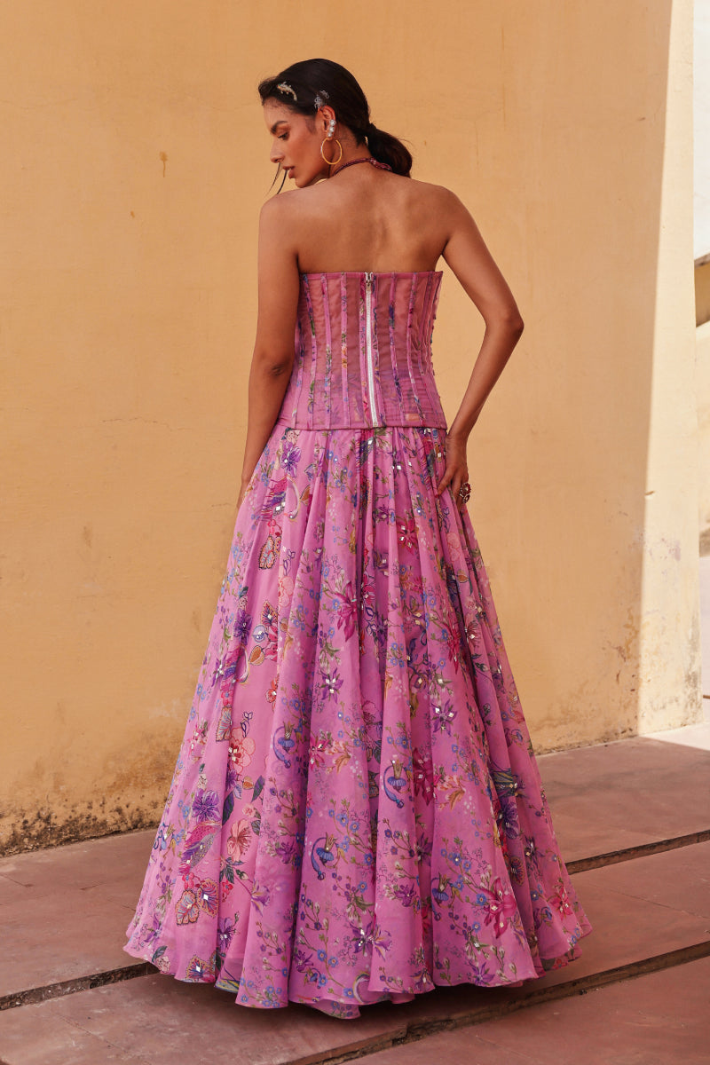 Flamingo corset lehenga set