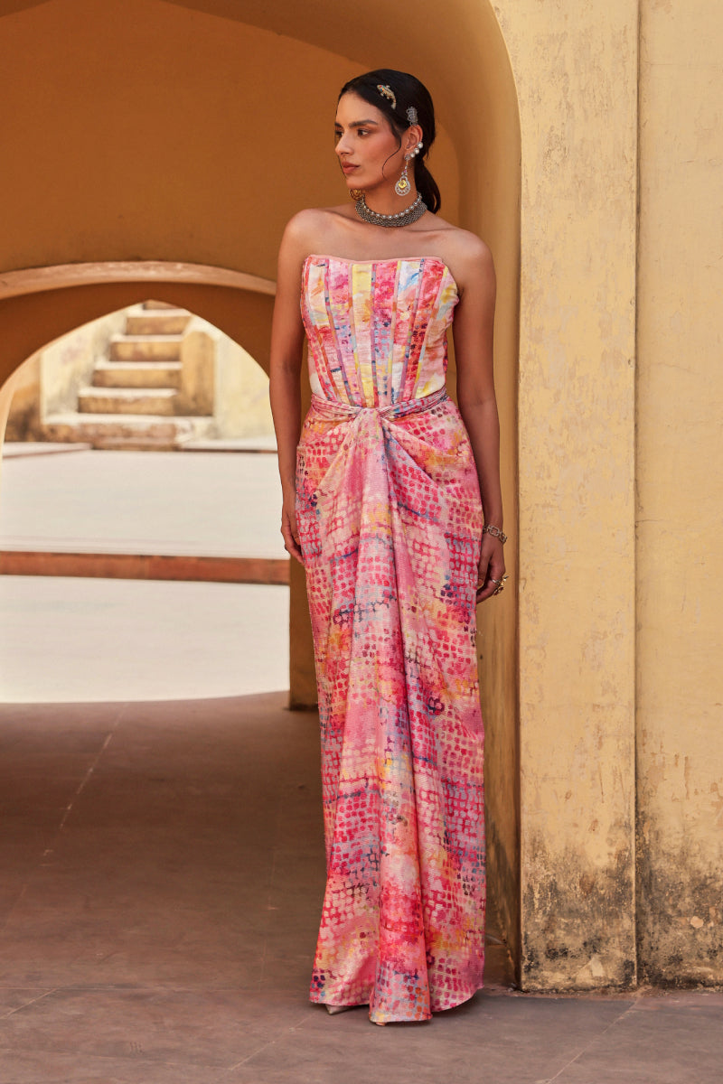 Color riot corset dhoti set