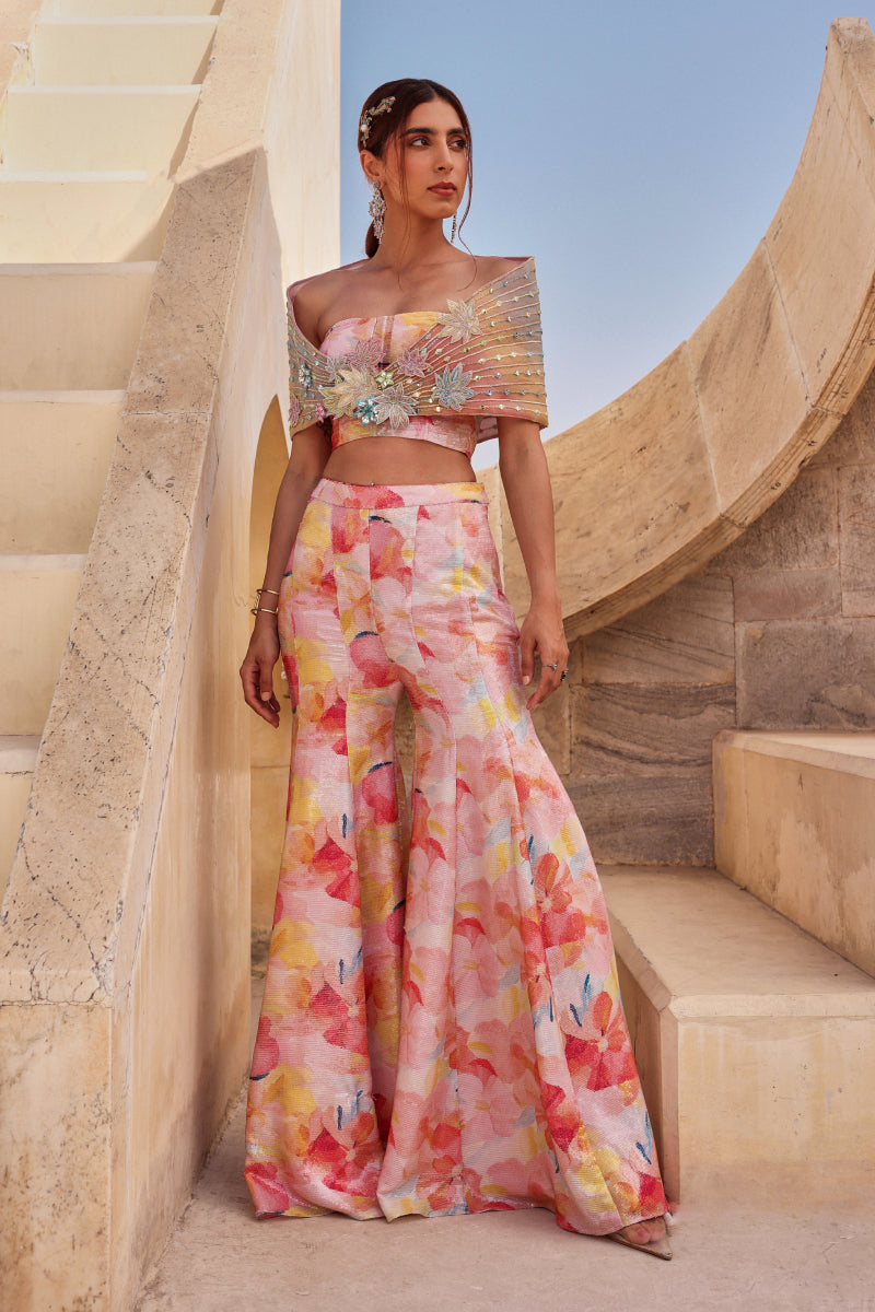 Peony wrap sharara set