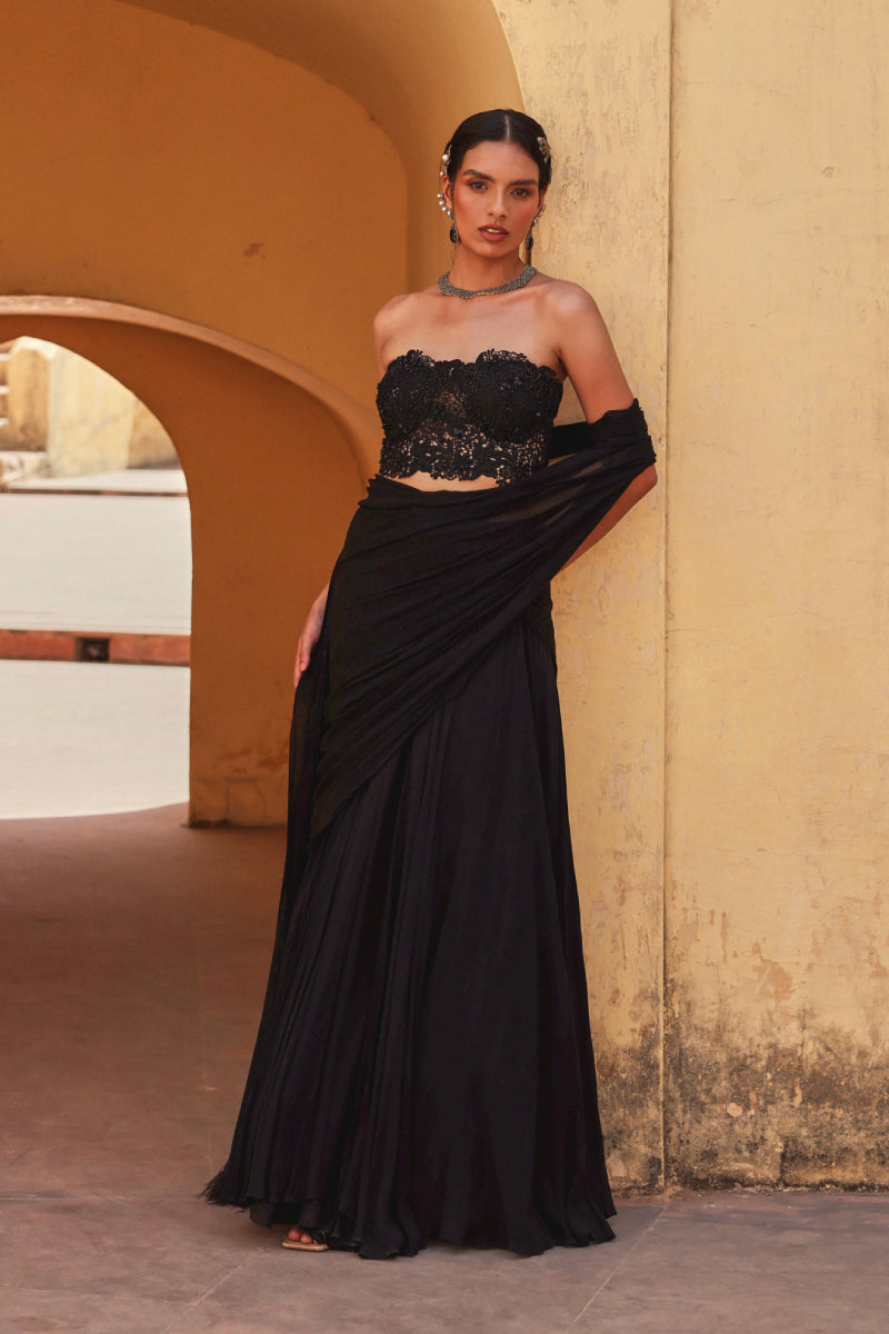 Night angel drape skirt set