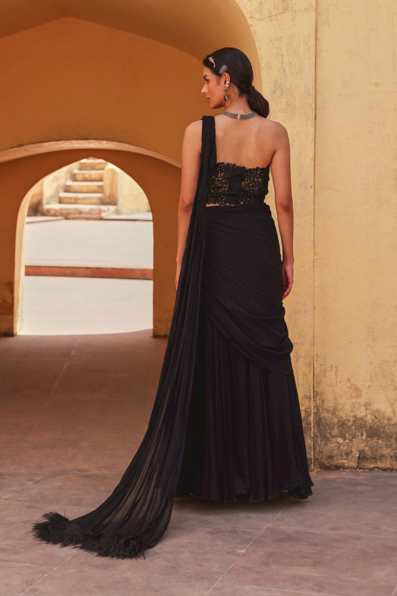 Night angel drape skirt set