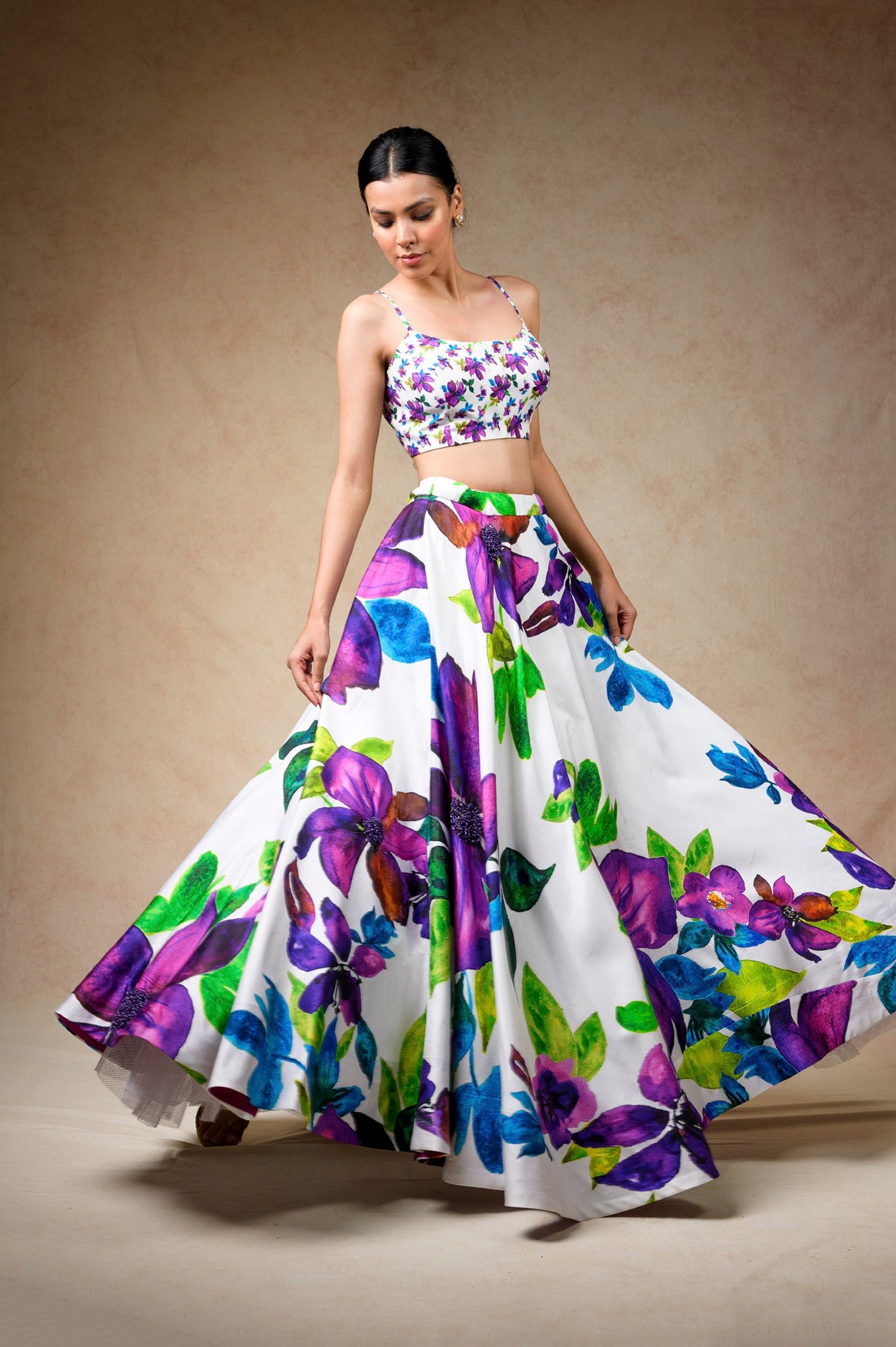 Hand Embroidered Silk Lehenga With Jacket, Blouse