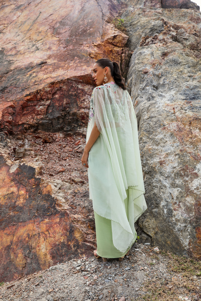 Flamingo Dhoti Cape Set