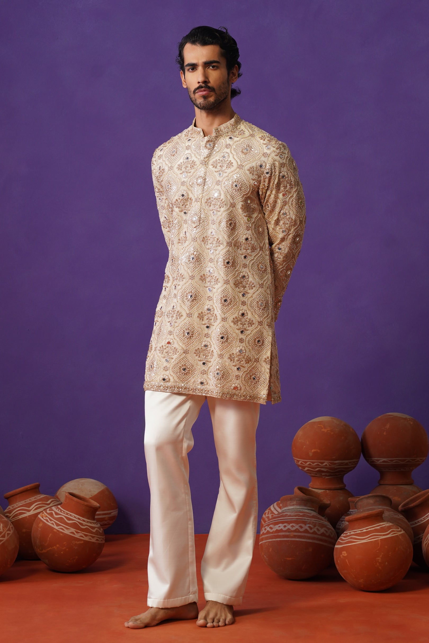 ALANKAR GOLDEN SHORT KURTA SET