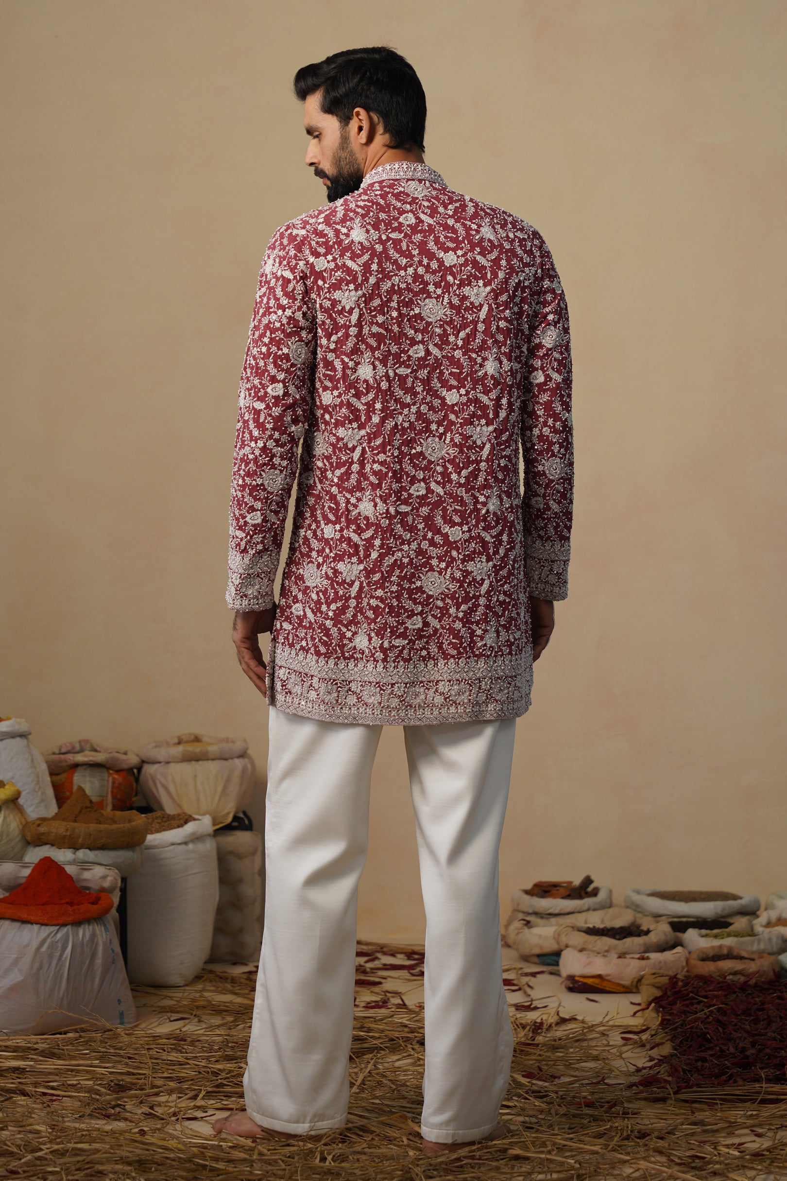 GULBAHAAR MAROON SHORT KURTA SET