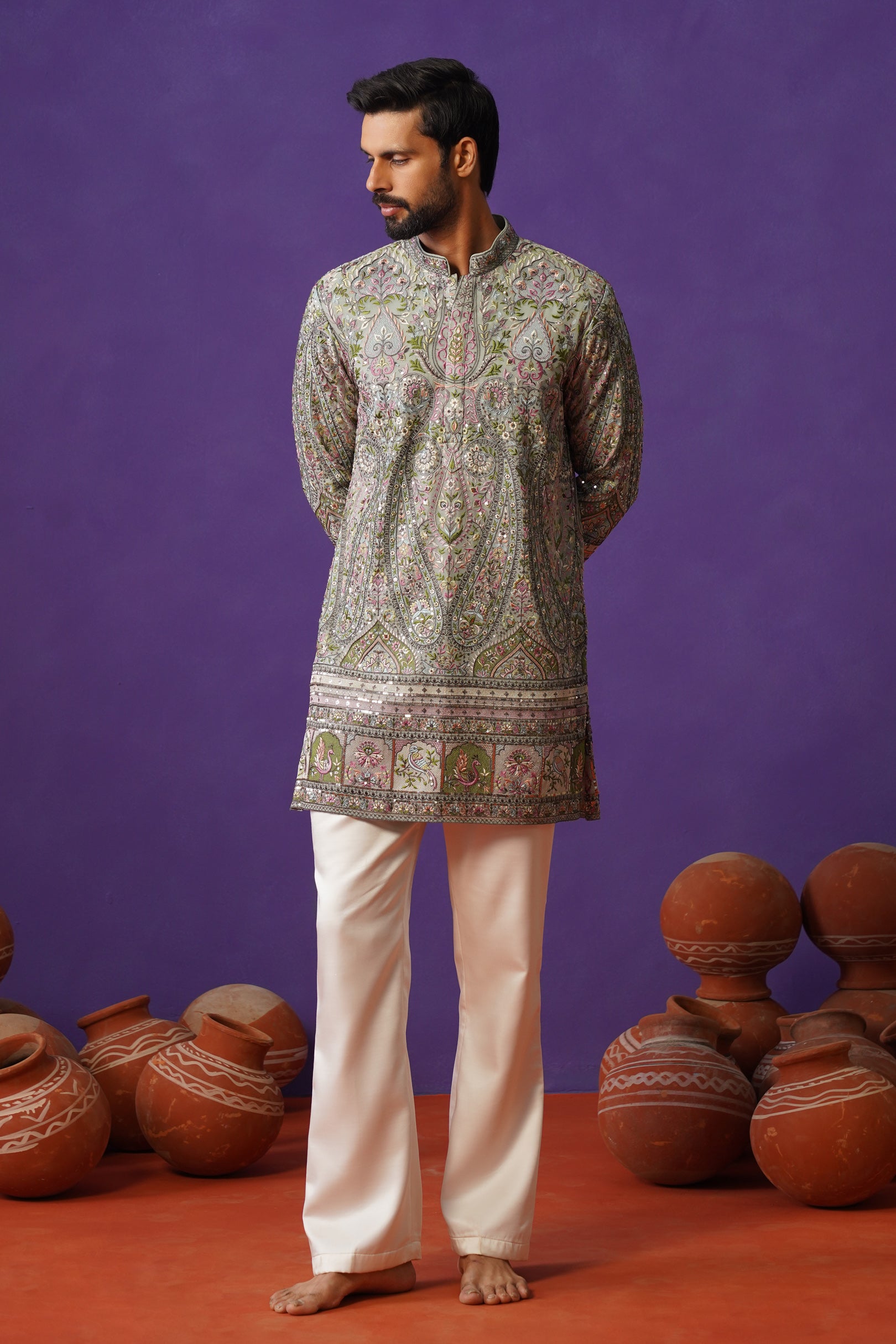 GULMARG GREEN SHORT KURTA SET