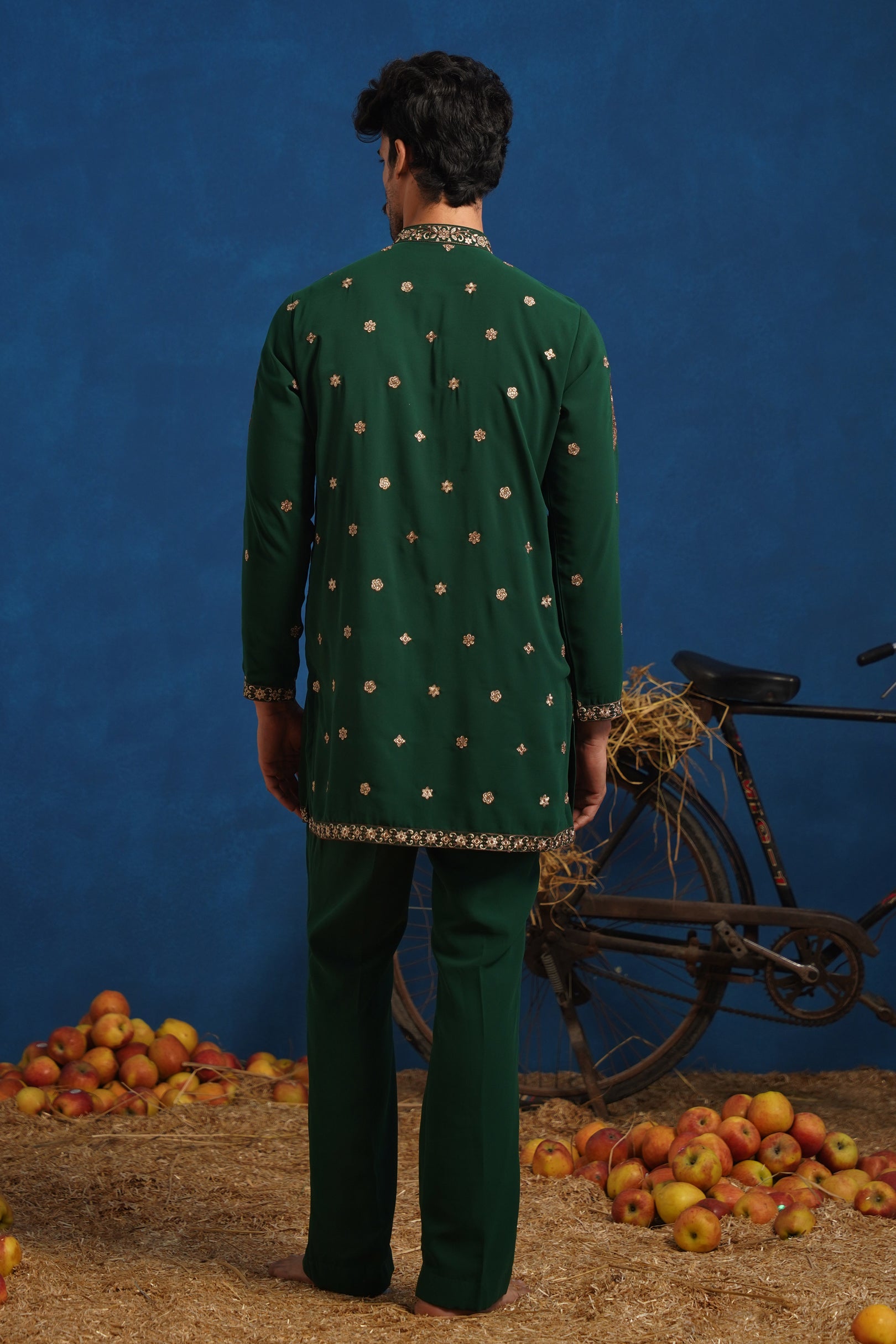 KETAN BOTTEL GREEN SHORT KURTA SET