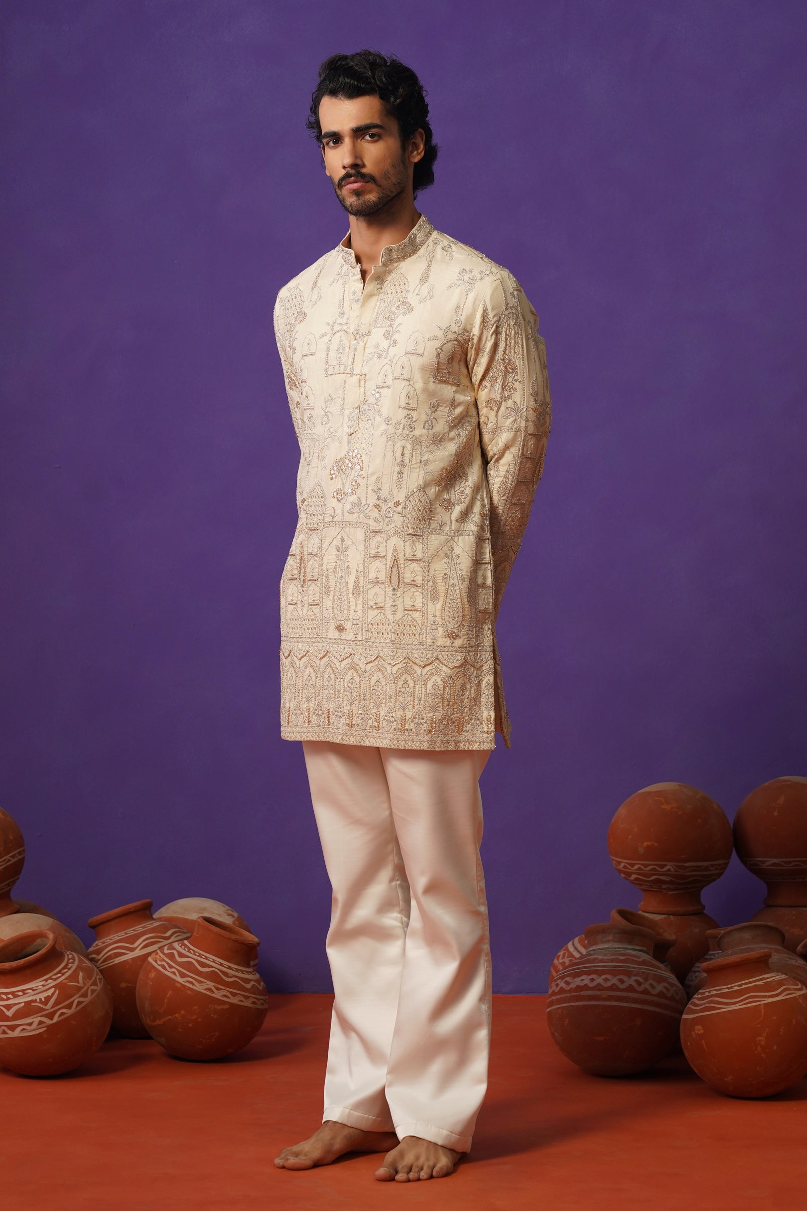 MAHAL IVORY SHORT KURTA SET