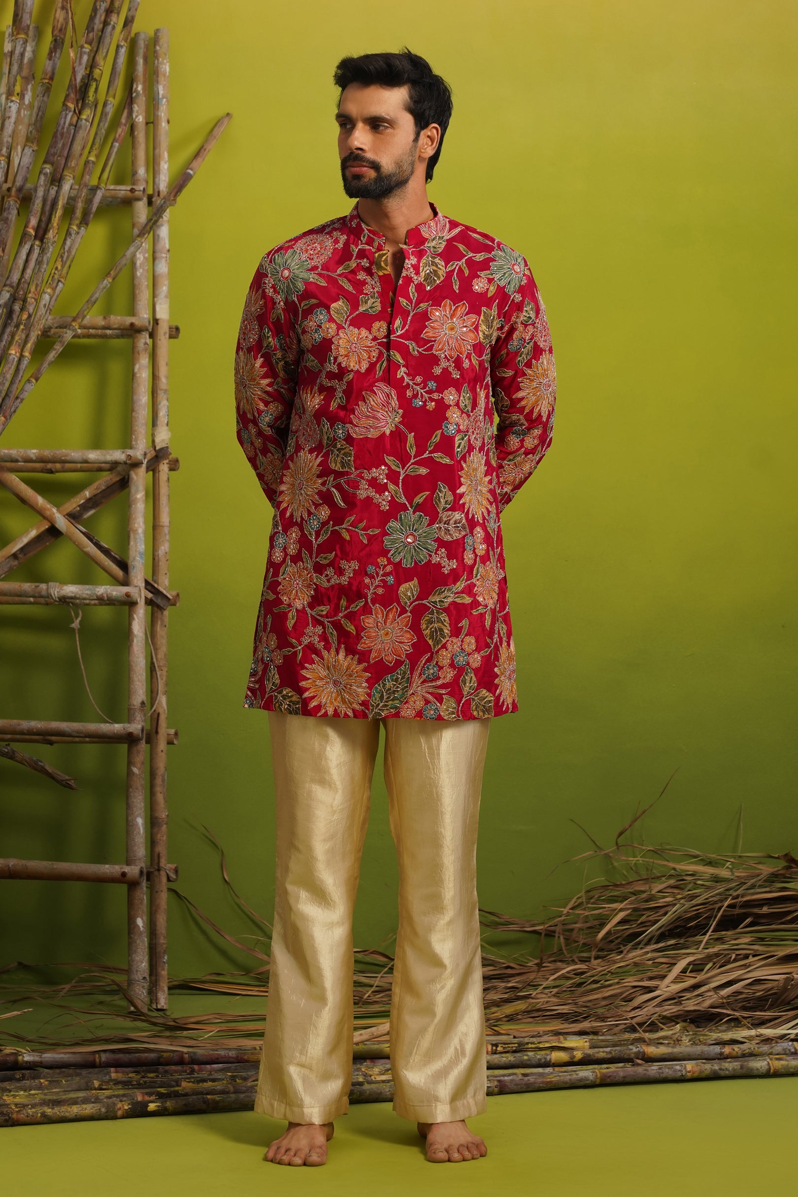 SAHAR HOT PINK SHORT KURTA SET