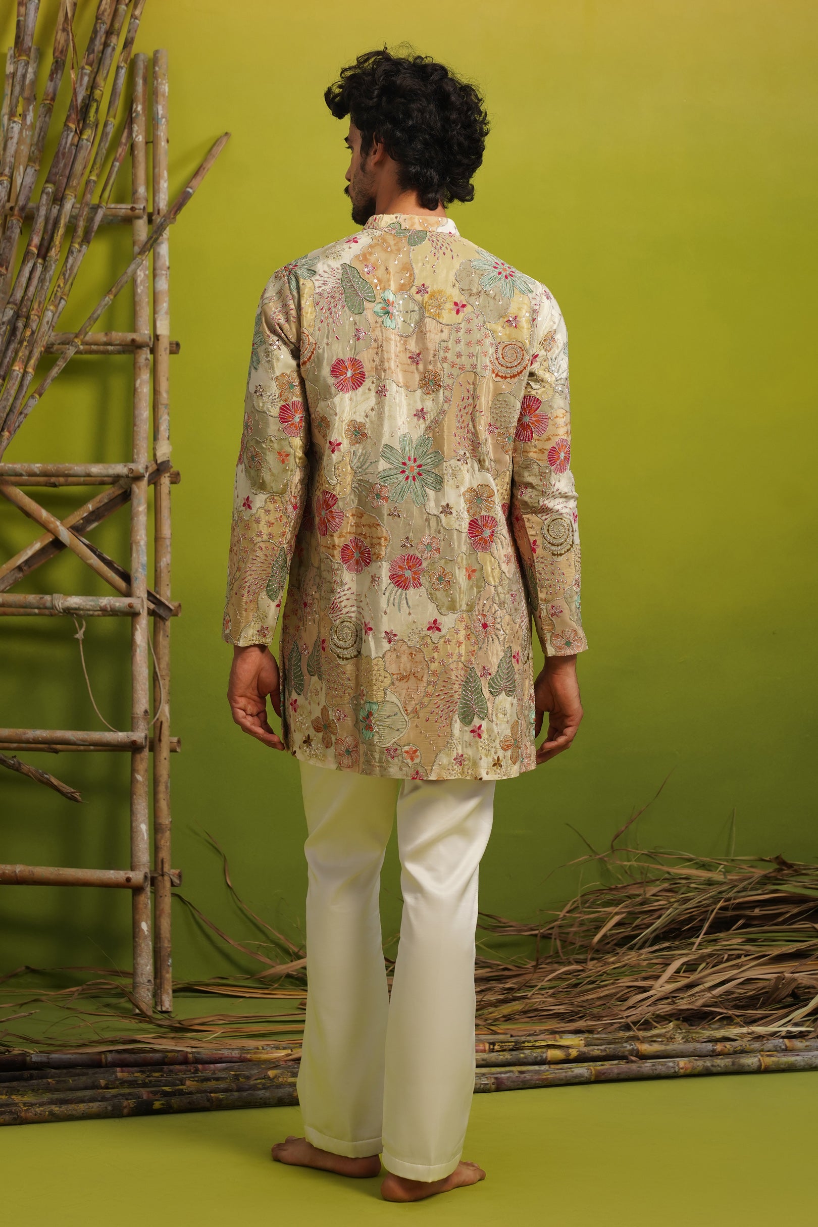 ZORAIN LIGHT MEHENDI SHORT KURTA SET