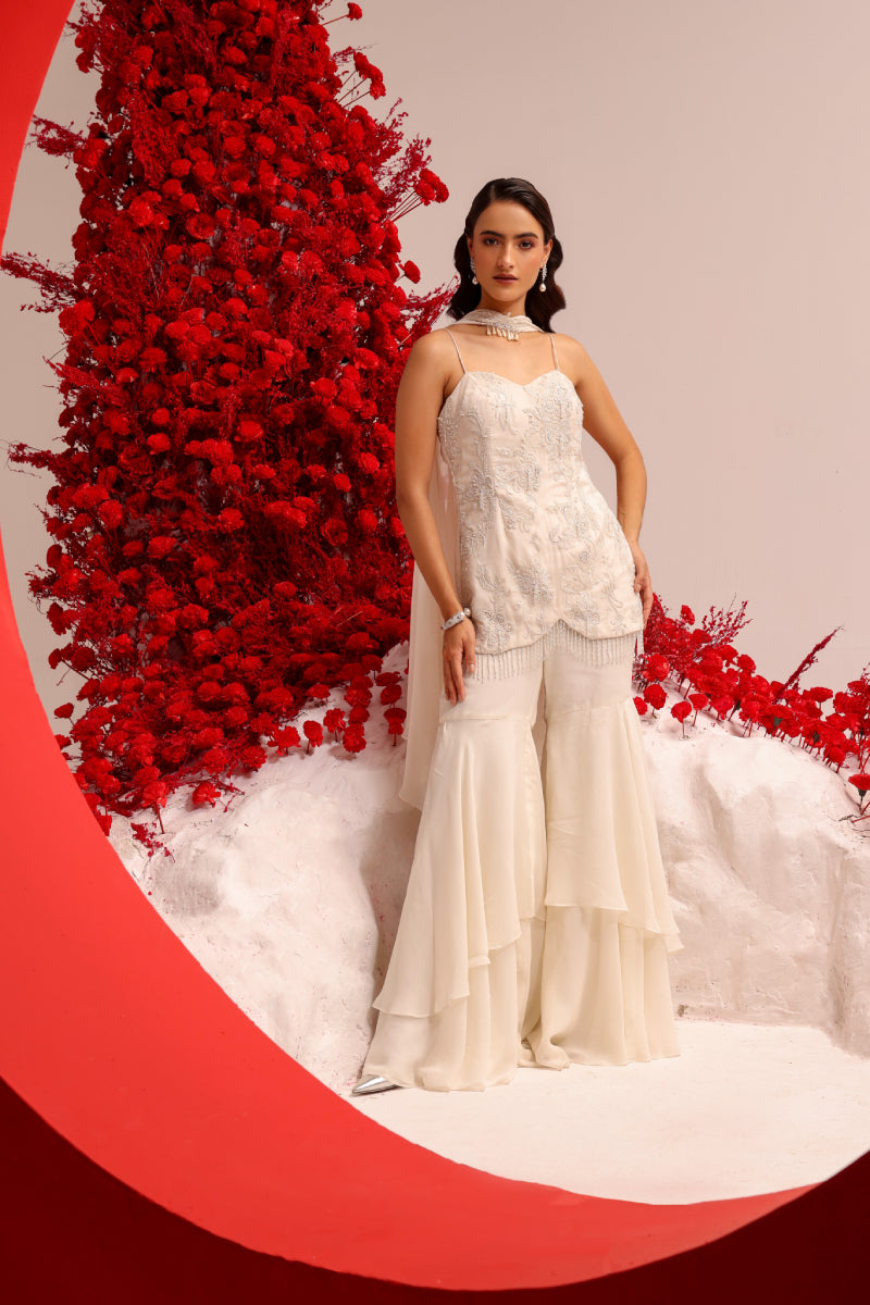 Afreen ivory sharara set