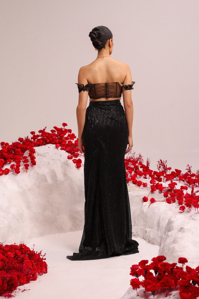 Winter bold black skirt set