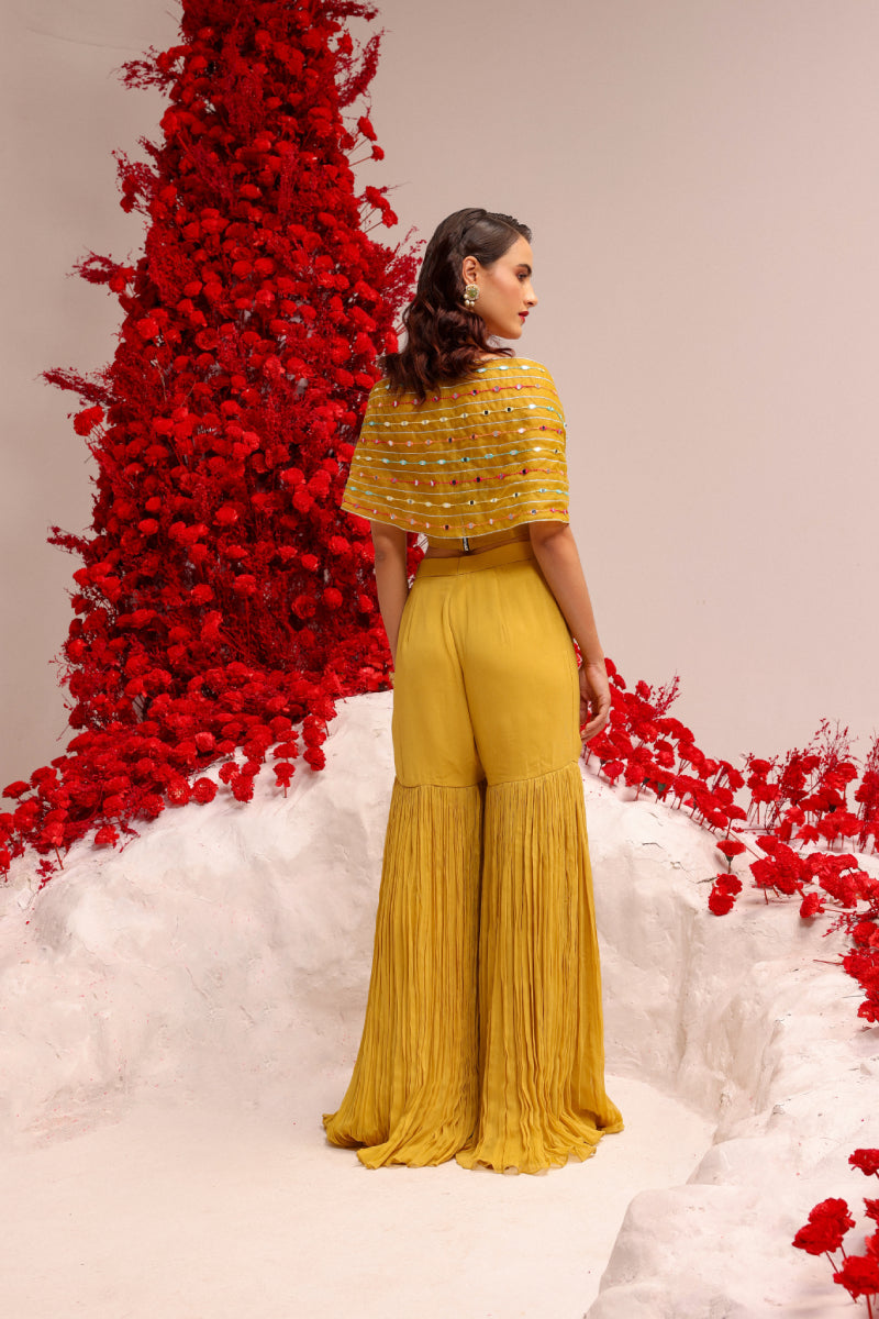 Khwaish yellow wrap gharara