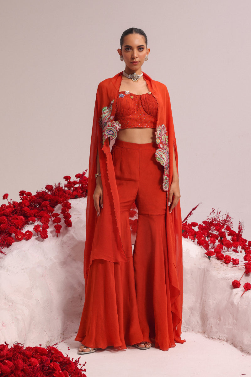 Silky corset cape set