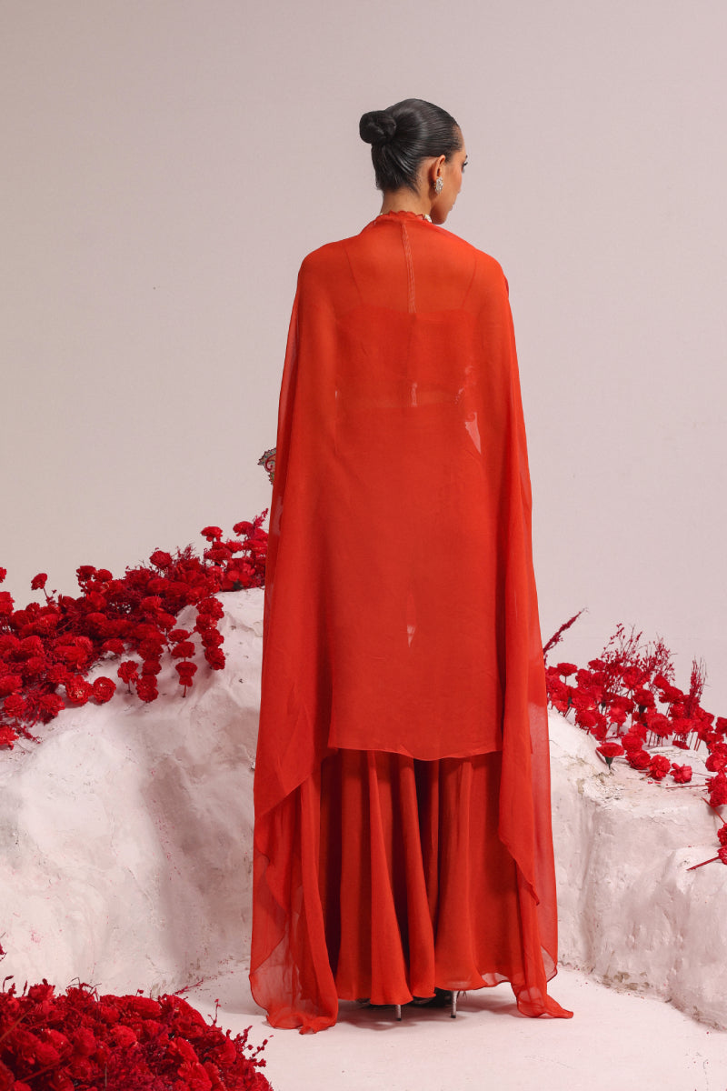 Silky corset cape set