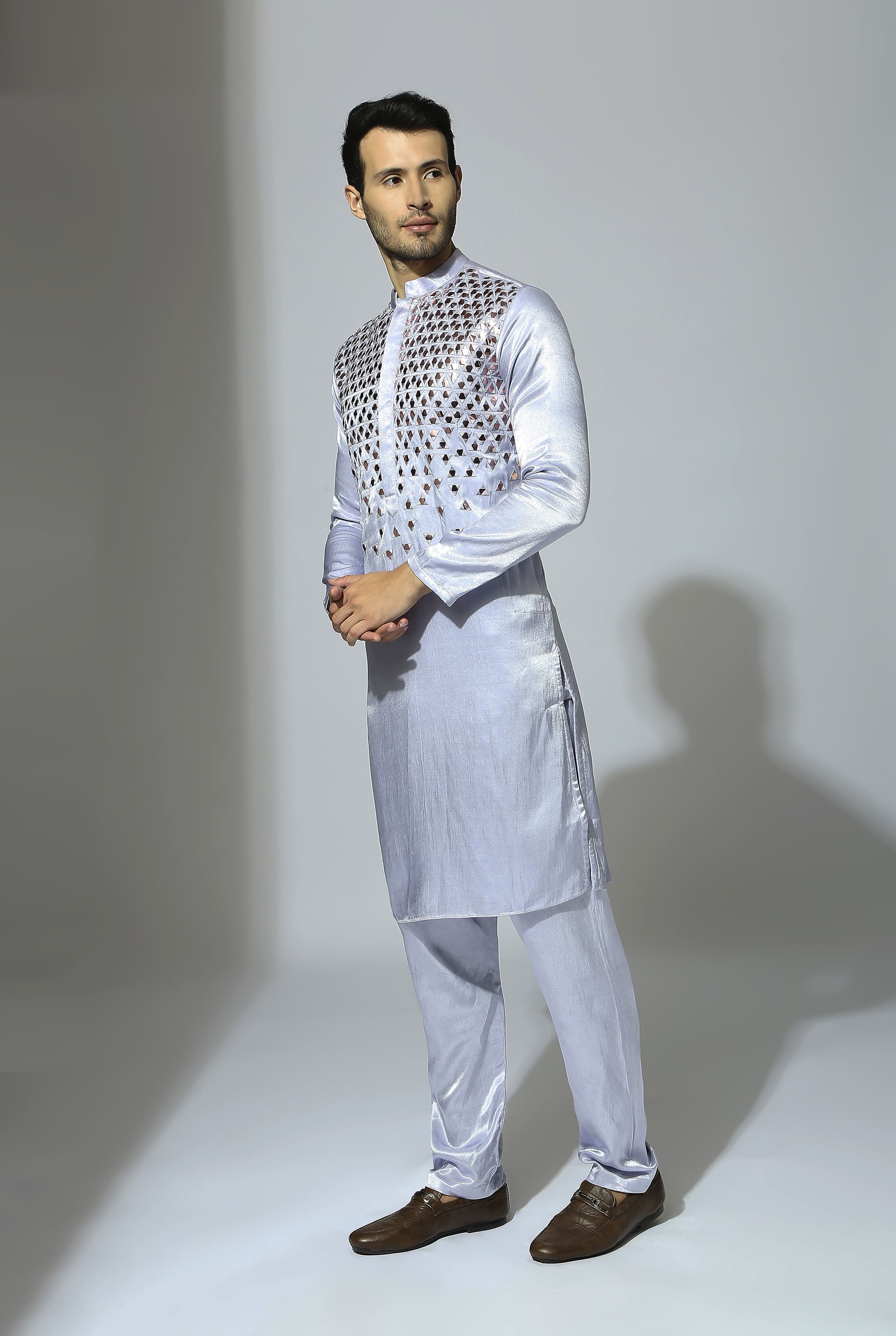 Ice Blue Embroidered Kurta Set