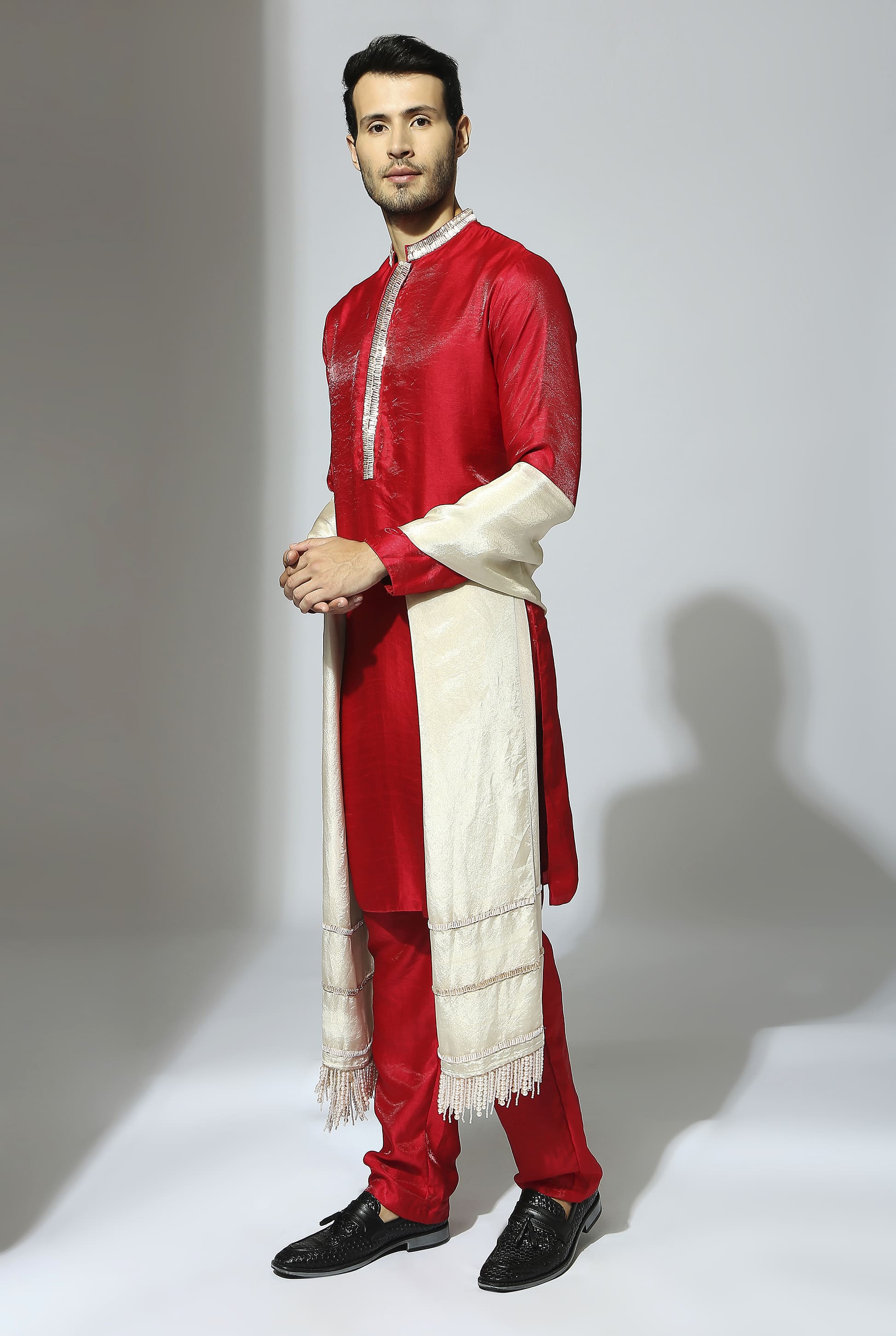 Red Embroidered Kurta Set