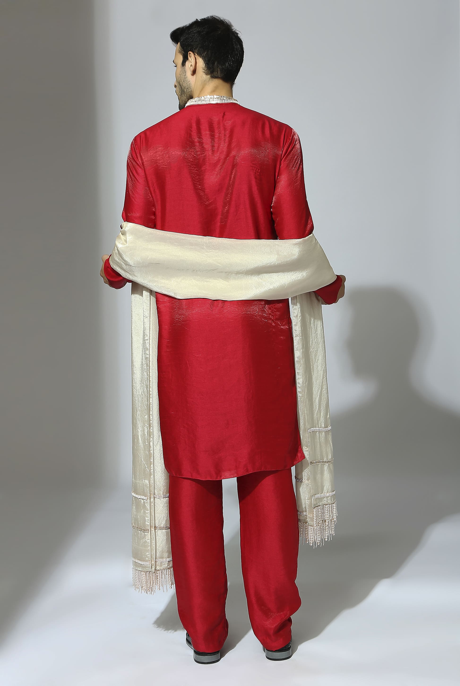 Red Embroidered Kurta Set