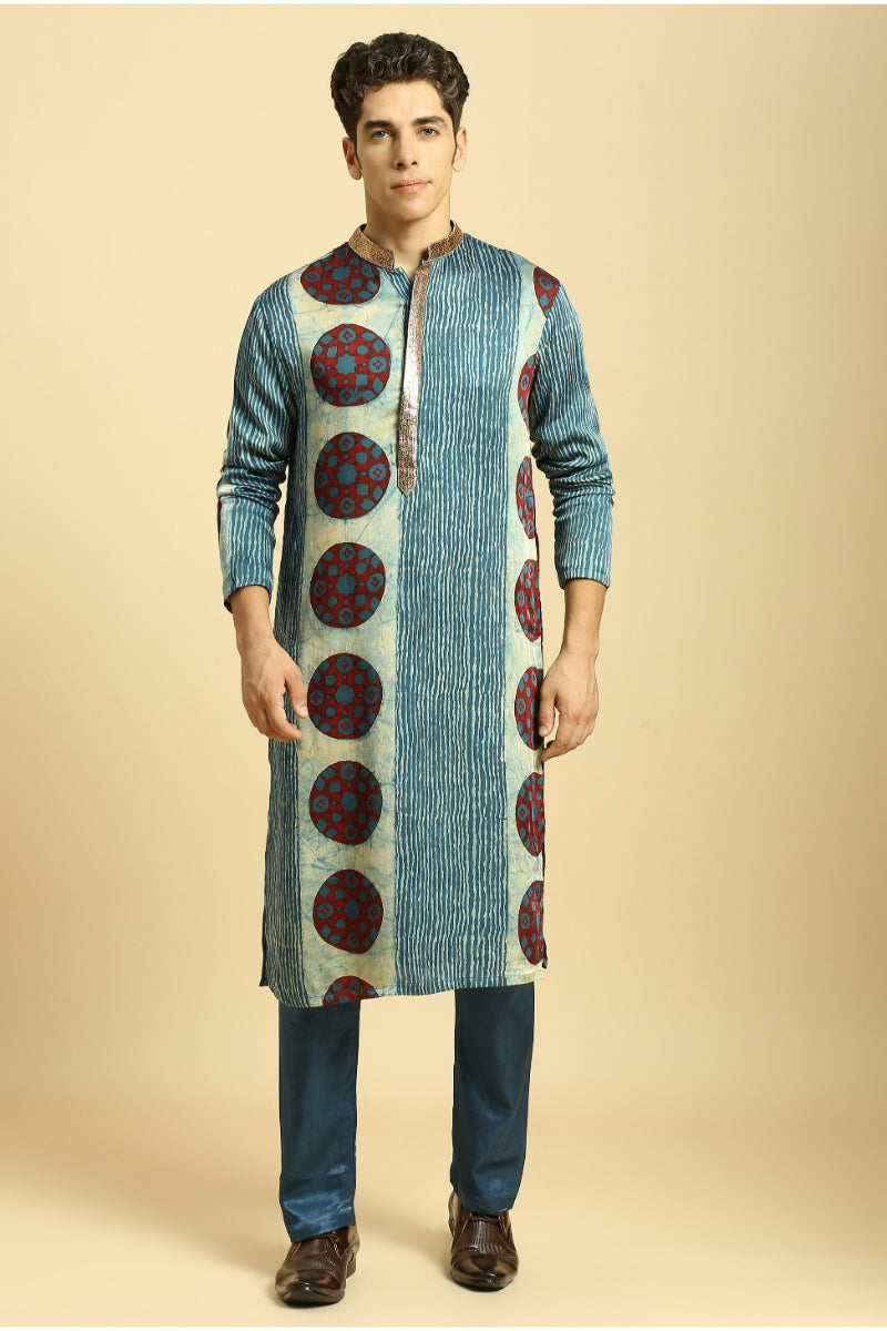 Blue Ajrakh Printed Kurta With pant