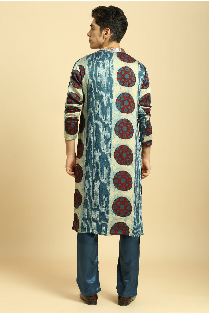 Blue Ajrakh Printed Kurta With pant